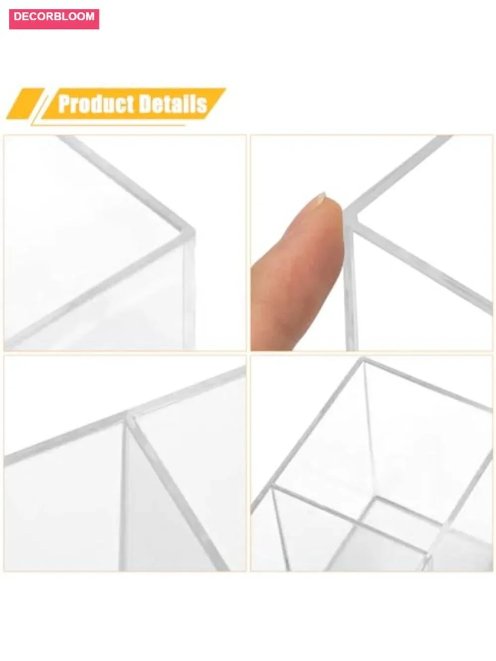 Clear Acrylic Makeup Brush Organizer with 3 Slots, Vanity Desk Storage